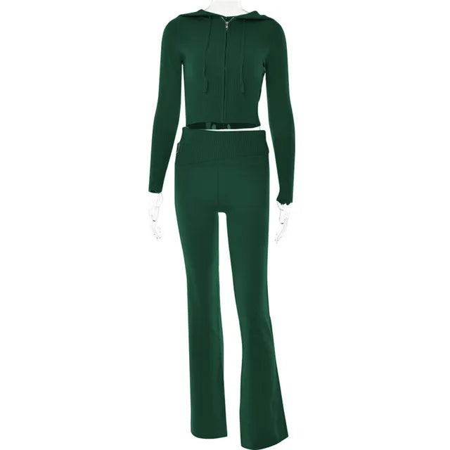 Zachte Lounge Set met Hoodie en Wijde Broek van Stretch Stof