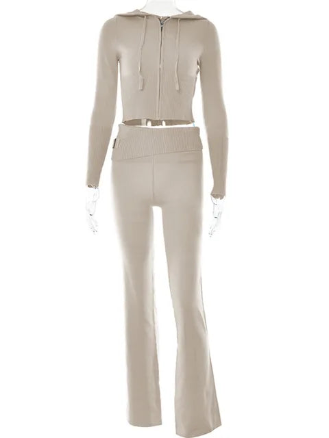 Zachte Lounge Set met Hoodie en Wijde Broek van Stretch Stof