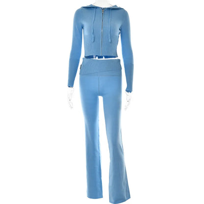 Zachte Lounge Set met Hoodie en Wijde Broek van Stretch Stof