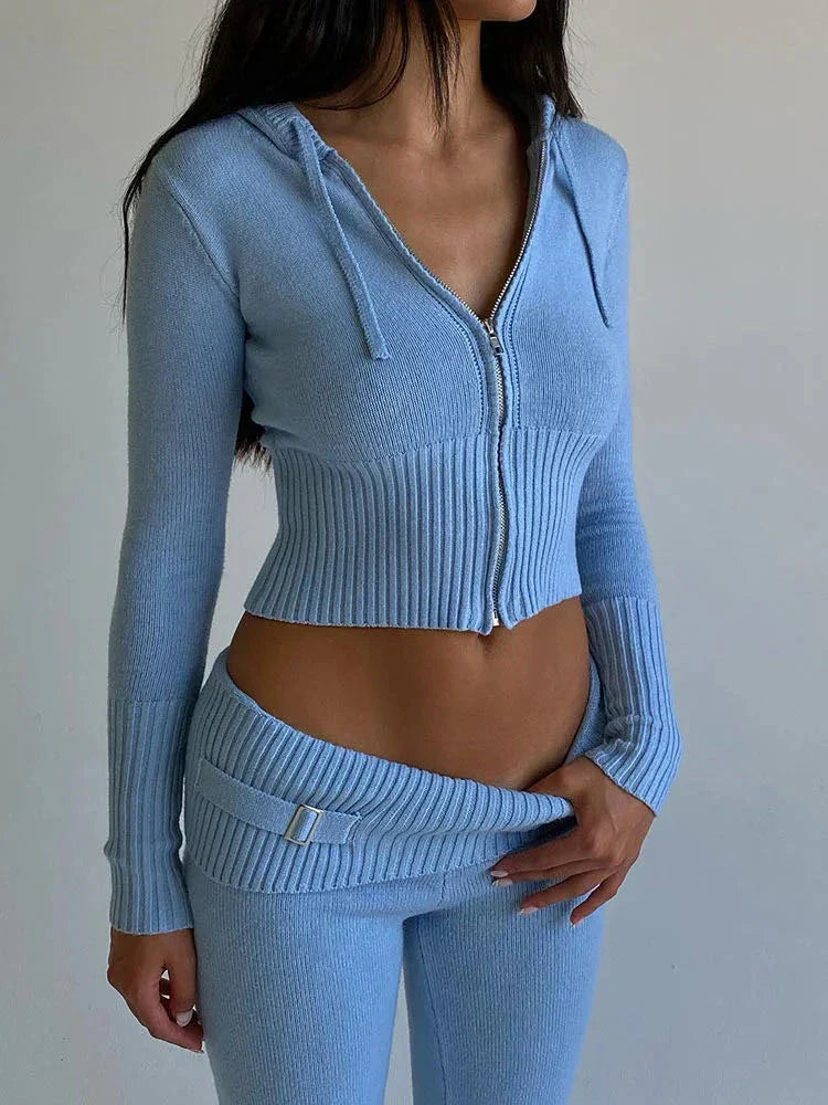 Zachte Lounge Set met Hoodie en Wijde Broek van Stretch Stof - Mode Vibes
