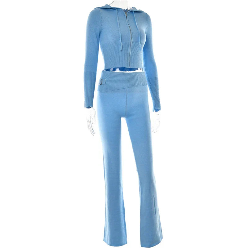 Zachte Lounge Set met Hoodie en Wijde Broek van Stretch Stof