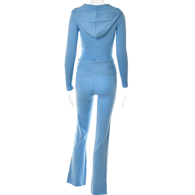 Zachte Lounge Set met Hoodie en Wijde Broek van Stretch Stof