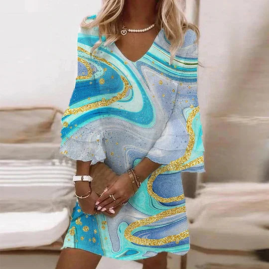 Vrouwen Zomerjurk met Klokmouwen Lente Stijl