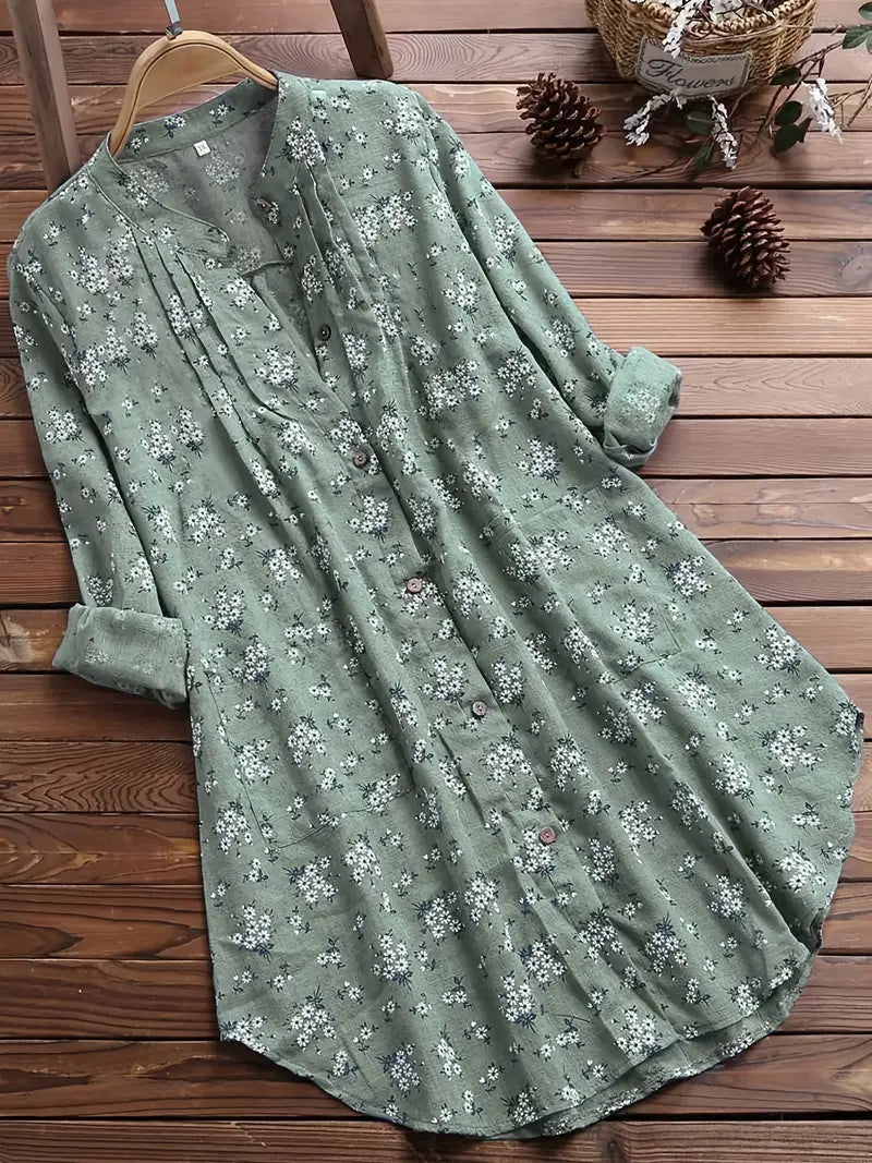 Sophia | Elegante camicetta estiva con scollo a V e motivo floreale