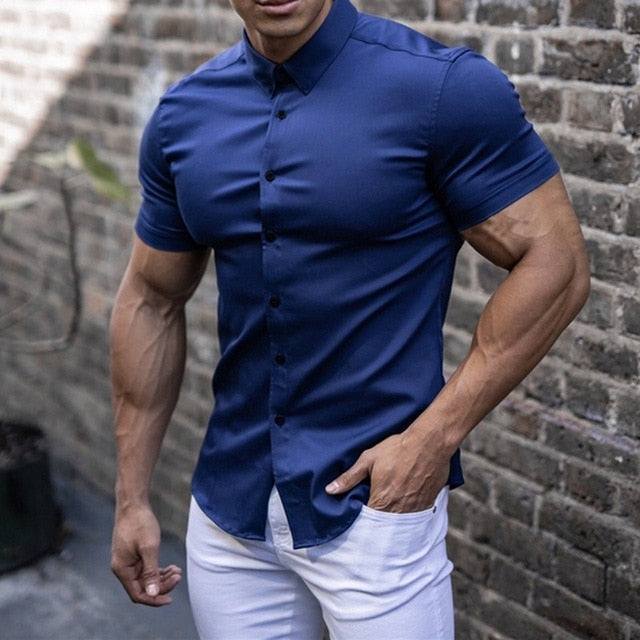 Fitnessshirt Korte Mouw Stretch voor Mannen
