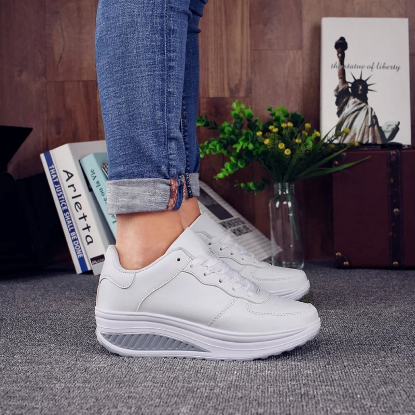 Dames Orthopedische Sneakers Zwart Leer Comfortabel