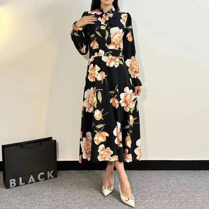 Lente-Zomer Chiffon Jurk met Bloemenprint voor Vrouwen in Grote Maten