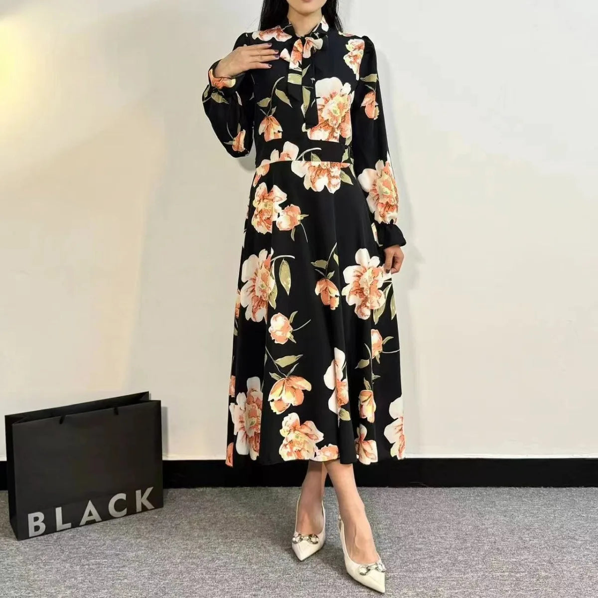 Lente-Zomer Chiffon Jurk met Bloemenprint voor Vrouwen in Grote Maten