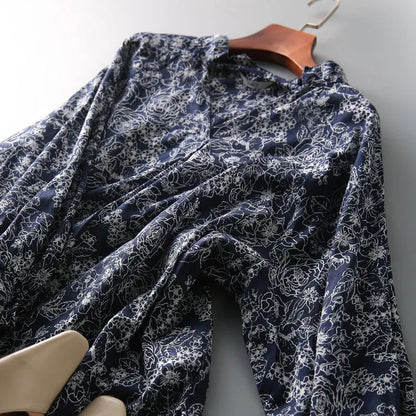 Vintage Print Blouse met V-hals en 3/4 Mouwen