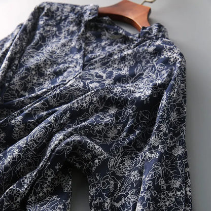 Vintage Print Blouse met V-hals en 3/4 Mouwen