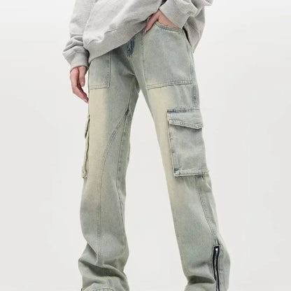 Stefan | Jeans larghi con cerniere laterali