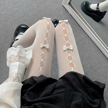 Stefanie | Collant alti fino alla coscia con dettagli a fiocco