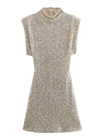 Stefanie | Mouwloze glitter mini-jurk met pailletten