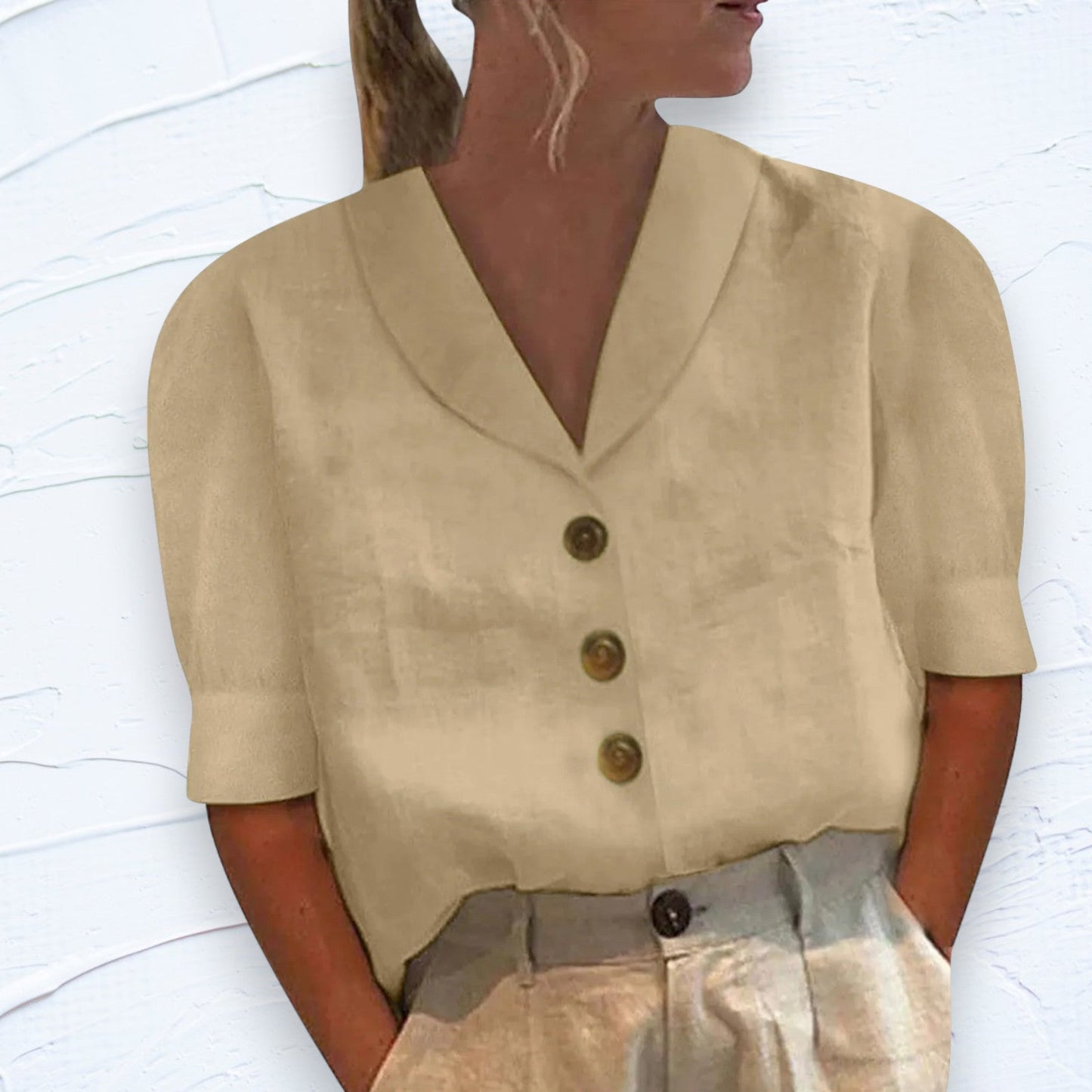 Stephanie | Blouse met traditionele kraag en knoopsluiting