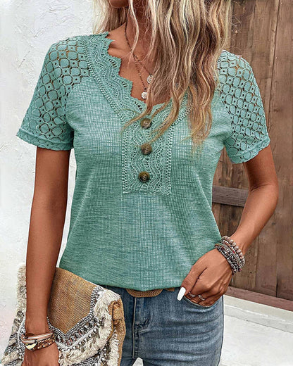 Stephanie | Lichtgewicht chique kanten T-shirt