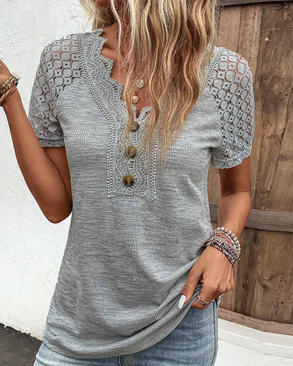 Stephanie | Lichtgewicht chique kanten T-shirt
