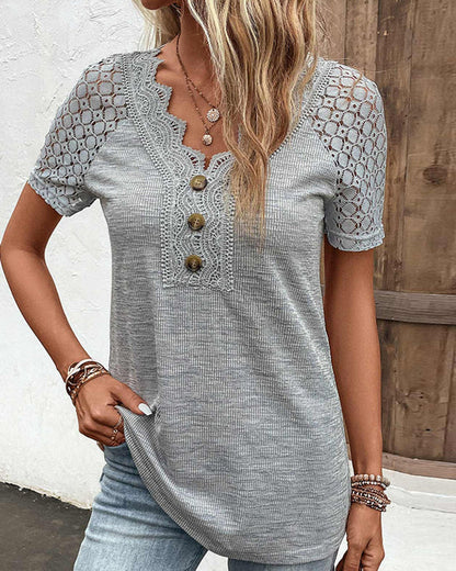 Stephanie | Lichtgewicht chique kanten T-shirt
