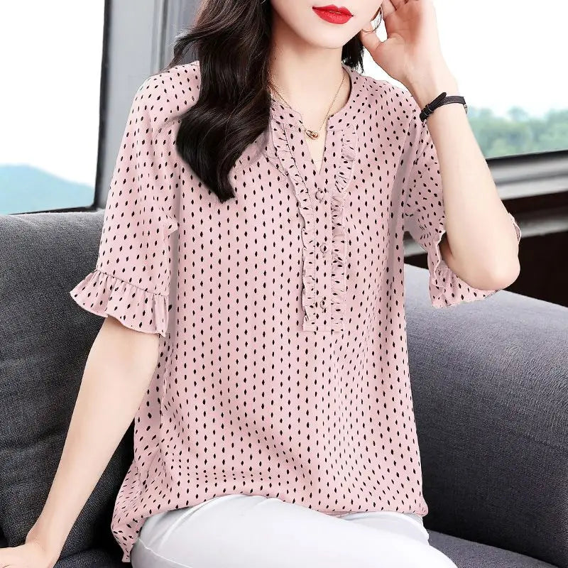 Luna Polka Dot Blouse voor Betoverende Zomerse Stijl