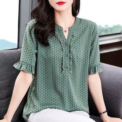Luna Polka Dot Blouse voor Betoverende Zomerse Stijl