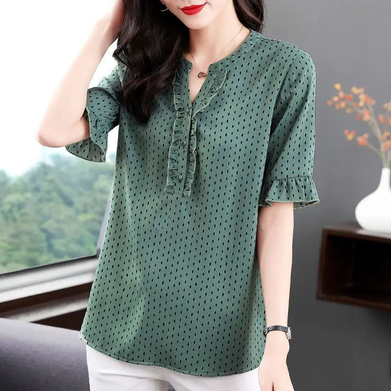 Luna Polka Dot Blouse voor Betoverende Zomerse Stijl
