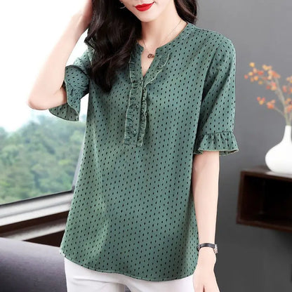 Luna Polka Dot Blouse voor Betoverende Zomerse Stijl