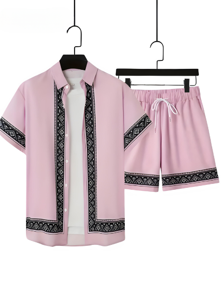 Heren Zomer Set - Tweedelig Casual Shirt en Shorts Boho Stijl - Mode Vibes