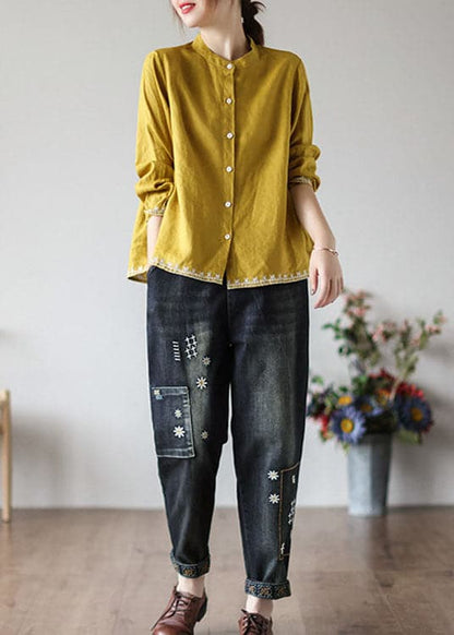 Dames Herfst Top Geborduurd Yara