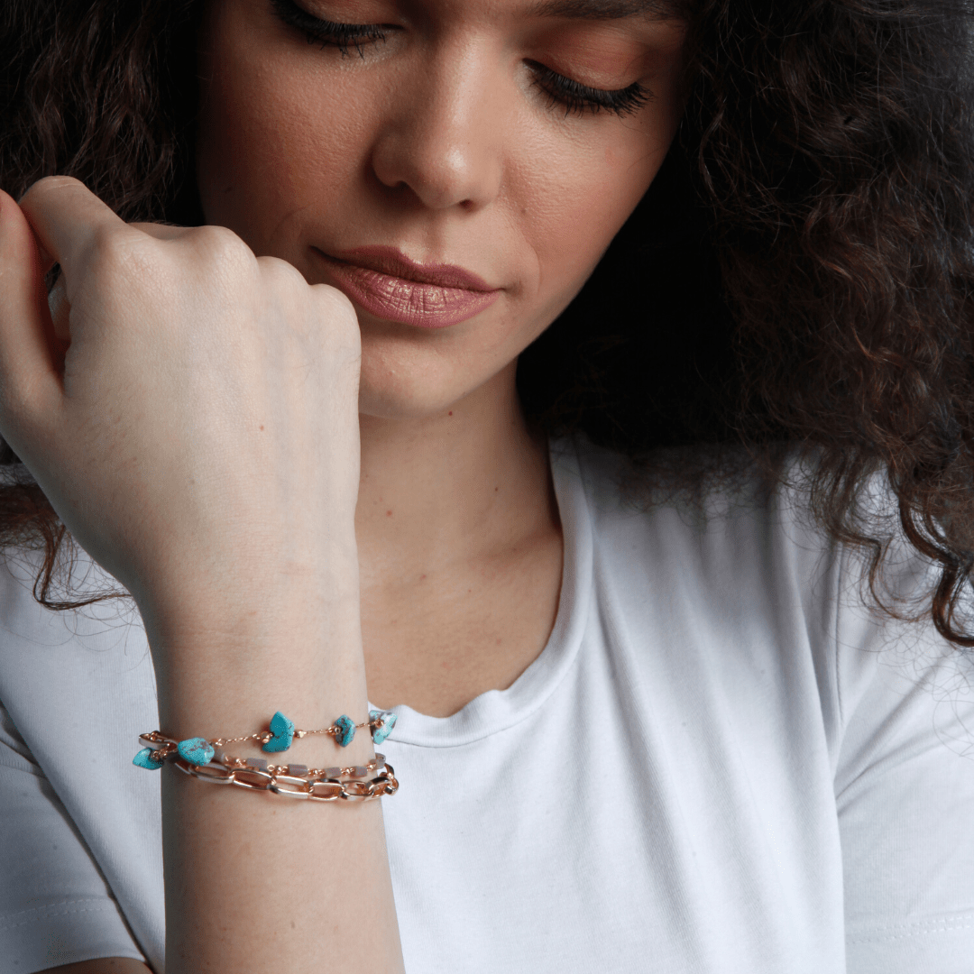 Turkoois Armband met Opaal Edelsteen Gelaagd
