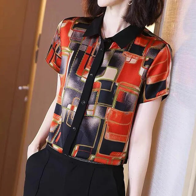 ChicThreads Zomer All-match Print Korte Mouw Blouse