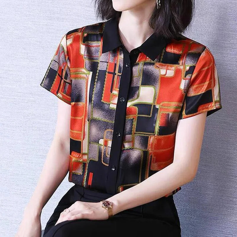 ChicThreads Zomer All-match Print Korte Mouw Blouse