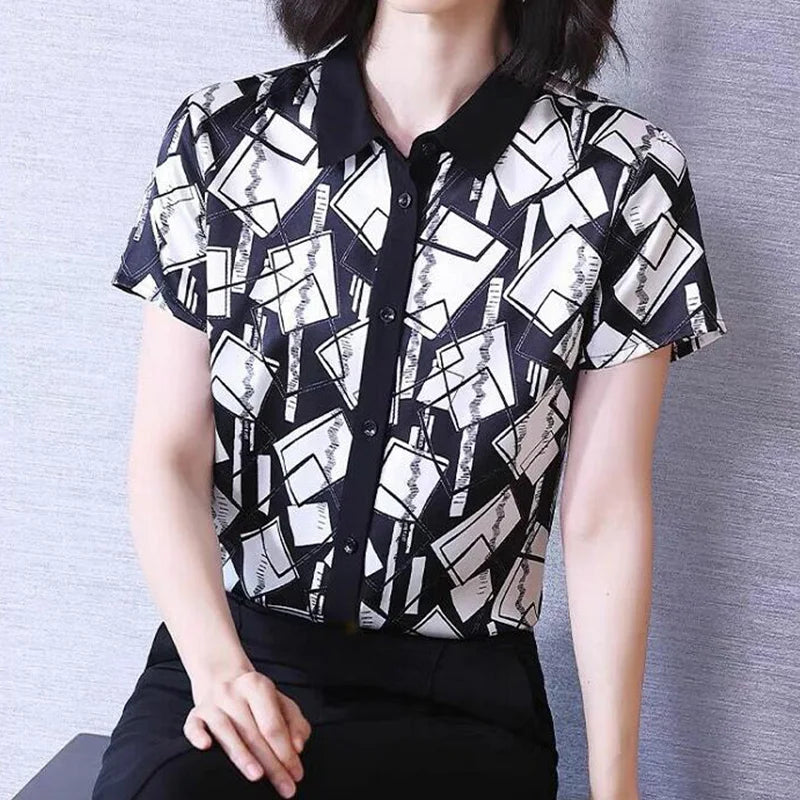 ChicThreads Zomer All-match Print Korte Mouw Blouse