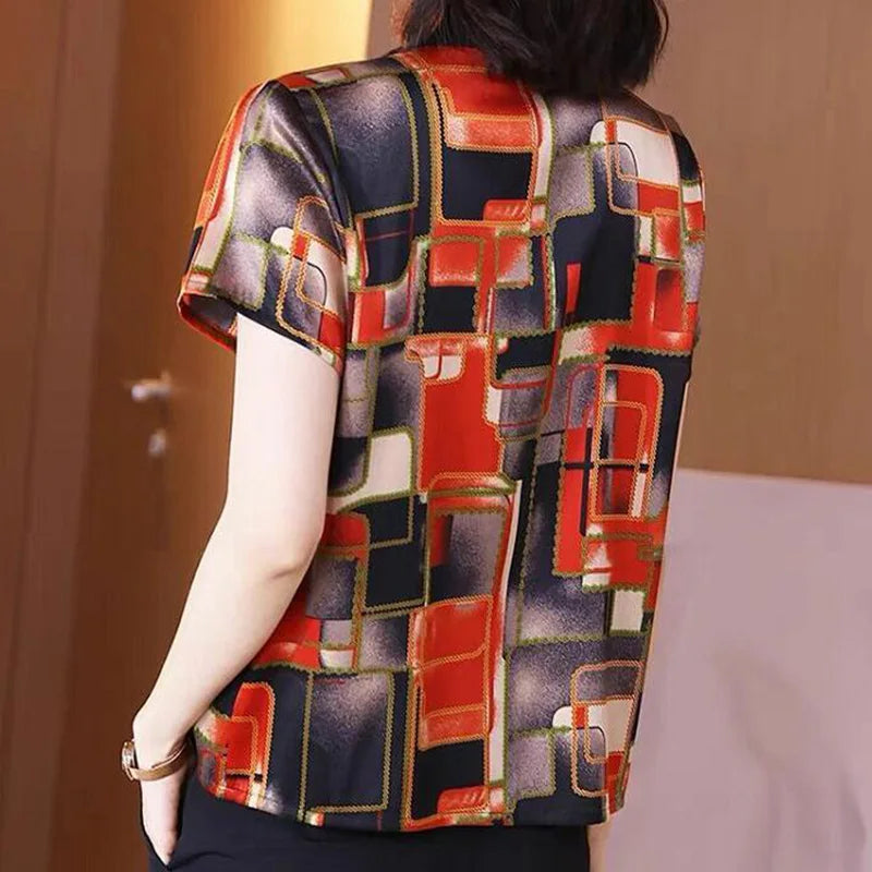 ChicThreads Zomer All-match Print Korte Mouw Blouse