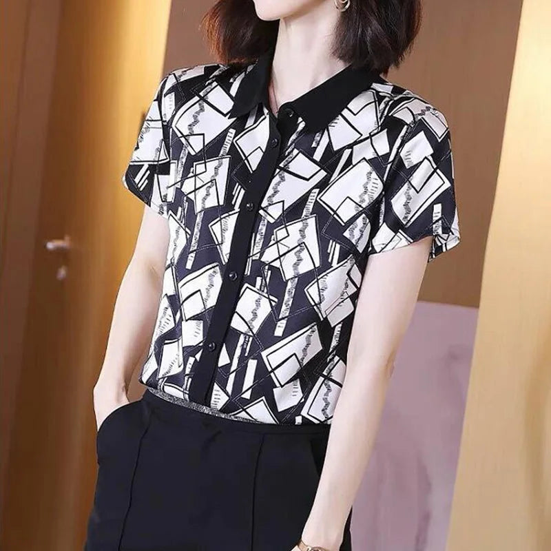 ChicThreads Zomer All-match Print Korte Mouw Blouse