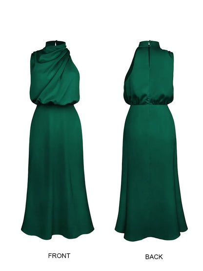 VELANORA- Elegante Satijnen Maxi Jurk
