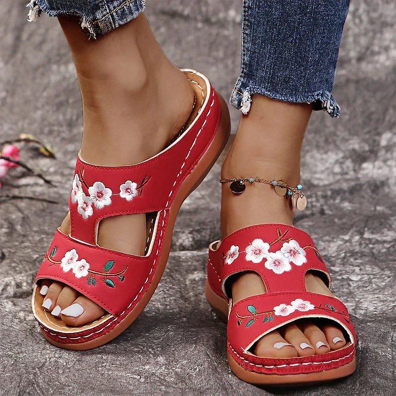 Velanora - Orthopedische Retro Bloem Sandalen