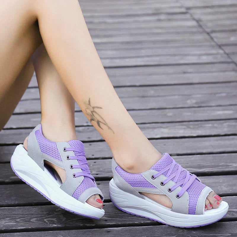 Velanora - Orthopedische Muffin-Sandalen met Uitsnijding en Veters