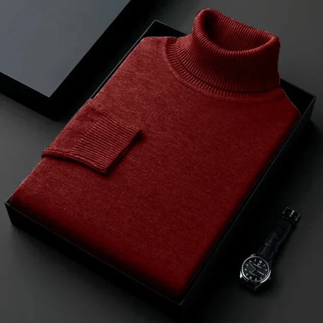 Heren Coltrui – Slim Fit Gebreide Trui met Lange Mouwen