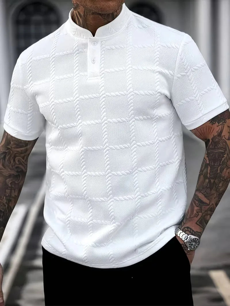 Korte Mouwen T-shirt met Opstaande Kraag - Mode Vibes