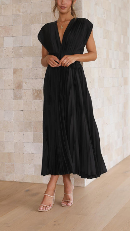 V-hals Jurk Strik Detail Korte Mouw Zomerjurk