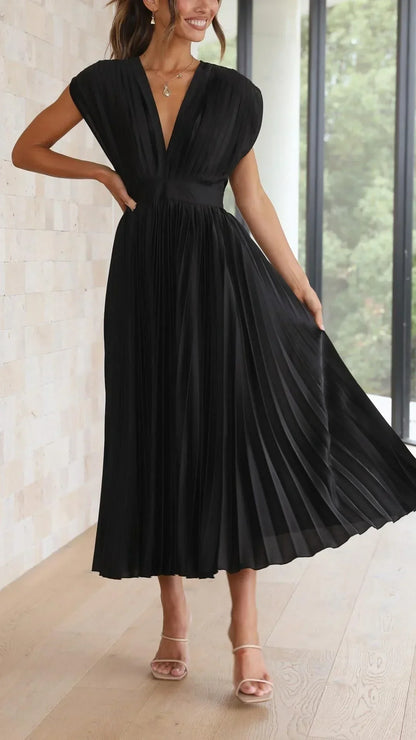 V-hals Jurk Strik Detail Korte Mouw Zomerjurk