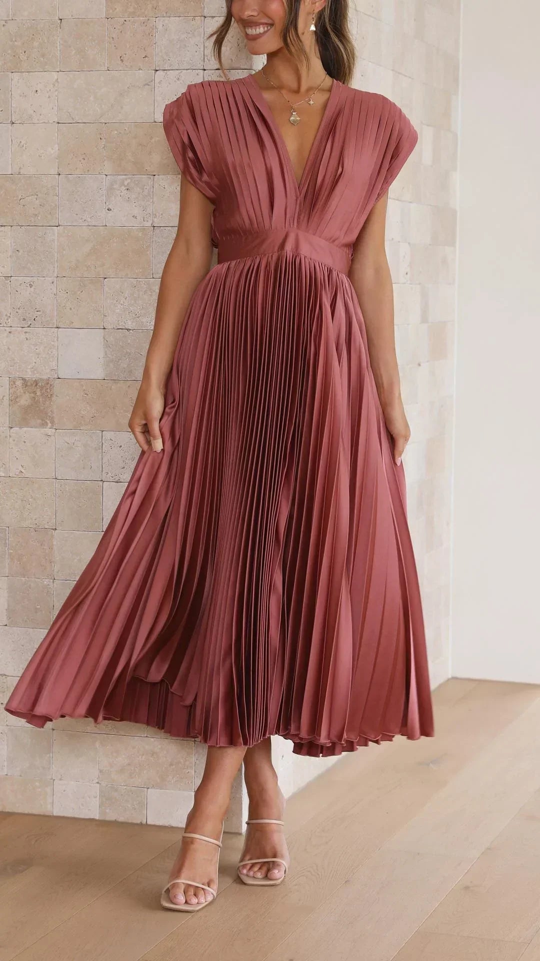 V-hals Jurk Strik Detail Korte Mouw Zomerjurk