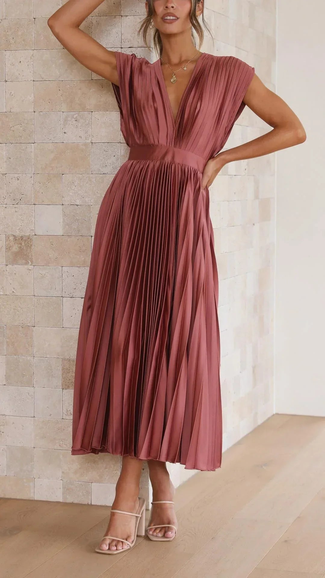 V-hals Jurk Strik Detail Korte Mouw Zomerjurk