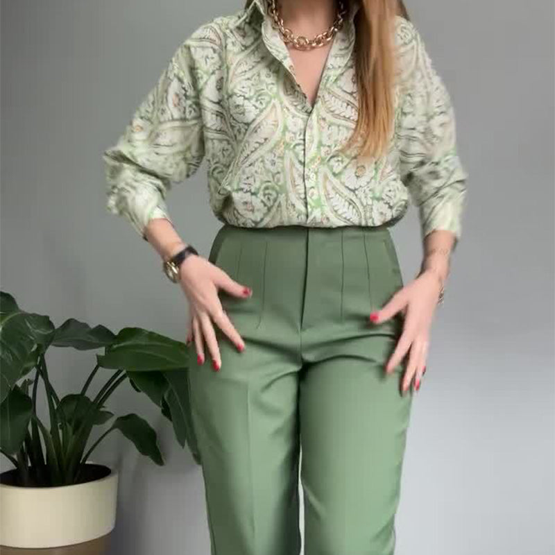 Dames pak met print – Elegant en comfortabel broekpak