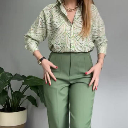 Dames pak met print – Elegant en comfortabel broekpak