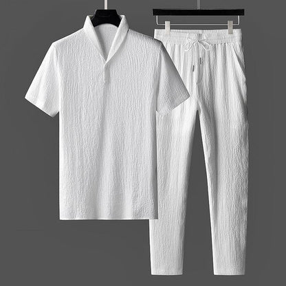 Luxe Heren Set met Textuur Casual Stijl