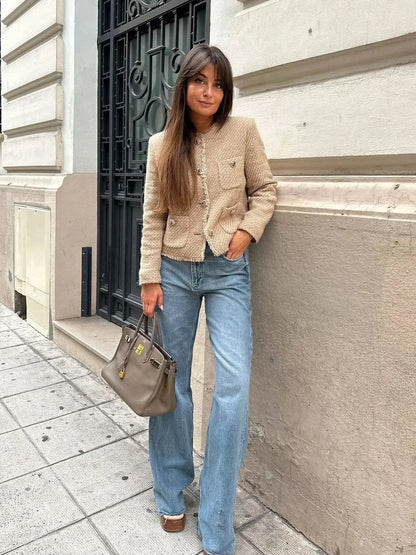 VELANORA- Elegante Cropped Jas met Zakken