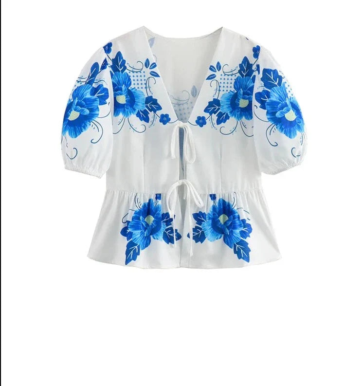 BlossomGrace Bloemenprint Linnen Blouse