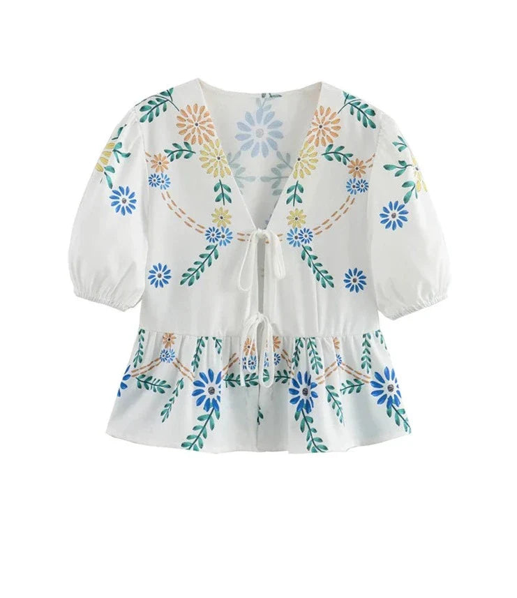 BlossomGrace Bloemenprint Linnen Blouse