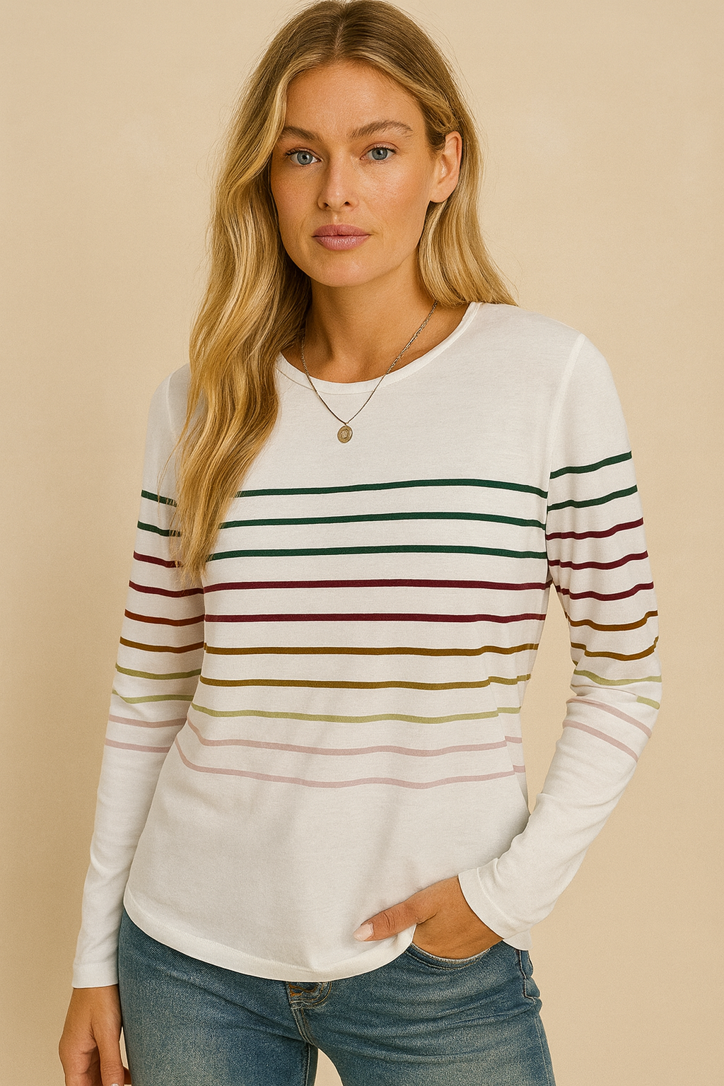 Dames T-shirt Lange Mouwen Streepjes Basic Stijlvol - Mode Vibes