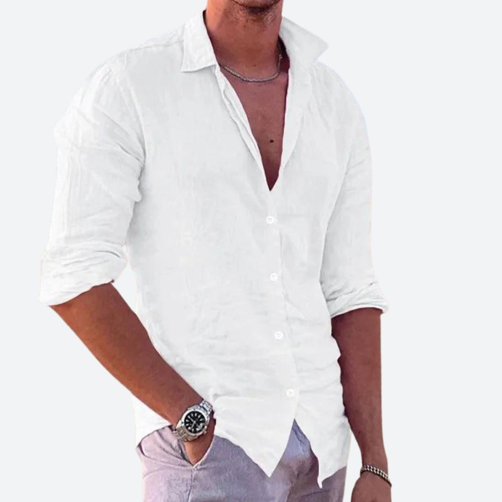 Linnen Overhemd Heren Casual Losse Fit - Mode Vibes